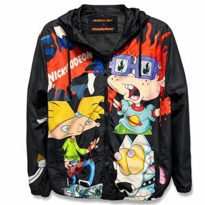 EUC- Members Only x Nickelodeon windbreaker jacket, black, men’s size M